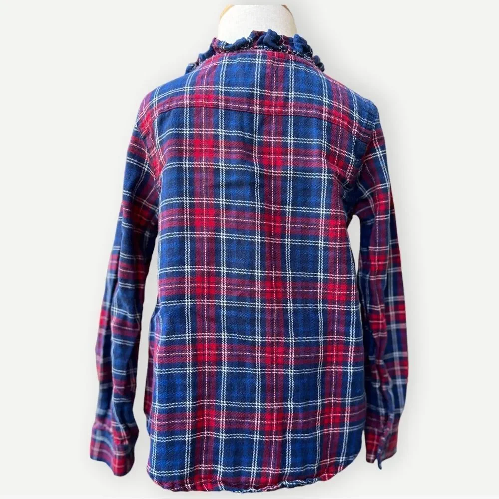 OshKosh B’Gosh Girls Toddler Kids Long Sleeve Ruffle Flannel Plaid Shirt. 4. 4T.